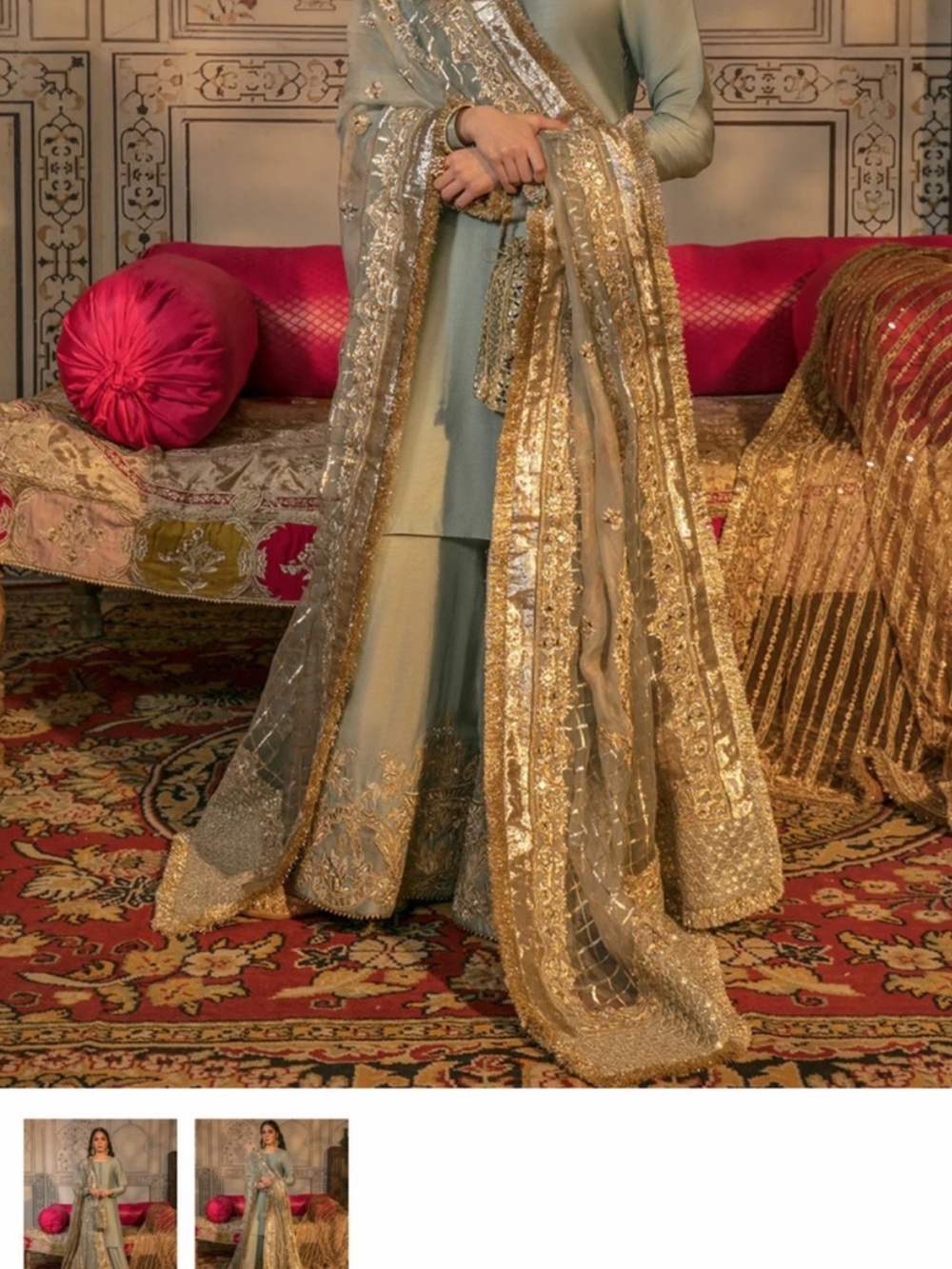 Sage Green Palazzo Pants Maxi with Gold Embellishment